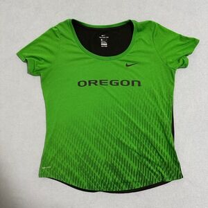 Nike Oregon Ducks T-Shirt Scoop-Neck Short Sleeve Green Black Womens Size Large